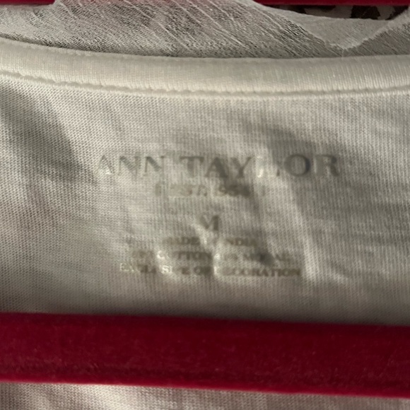 Ann Taylor White Tee Shirt with bling - Picture 4 of 5